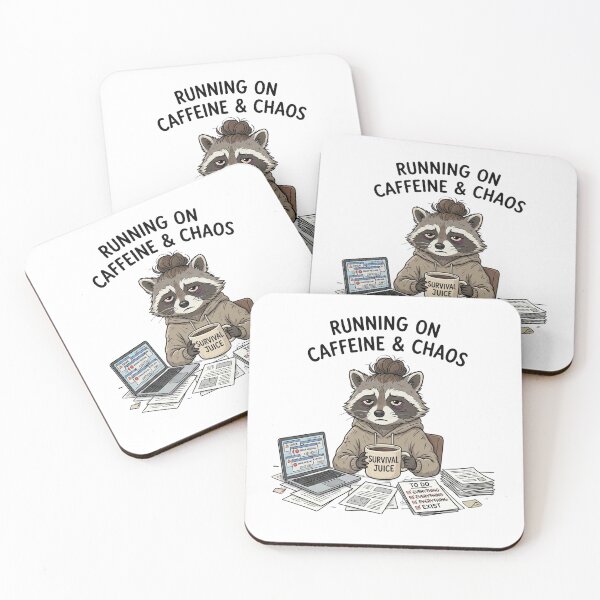 Item preview, Running on Caffeine and Chaos Raccoon designed and sold by FiltroLens.