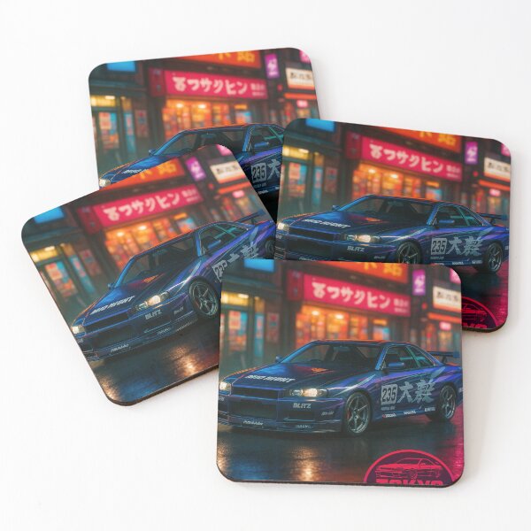 Item preview, Tokyo Night R34 Skyline – Neon Street Racing JDM Art Poster designed and sold by leen12 Art Designs Prints.
