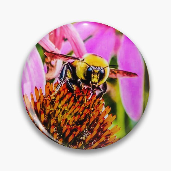 Item preview, Bee on Echinacea Flower – Pollinator Macro Nature Photography Print designed and sold by aadventures.