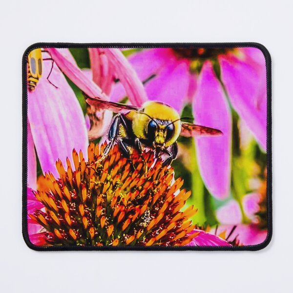 Item preview, Bee on Echinacea Flower – Pollinator Macro Nature Photography Print designed and sold by aadventures.