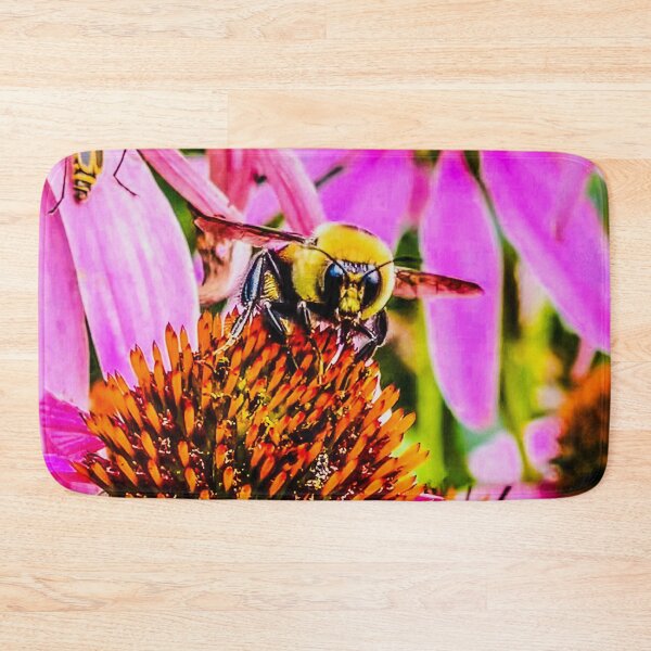 Item preview, Bee on Echinacea Flower – Pollinator Macro Nature Photography Print designed and sold by aadventures.