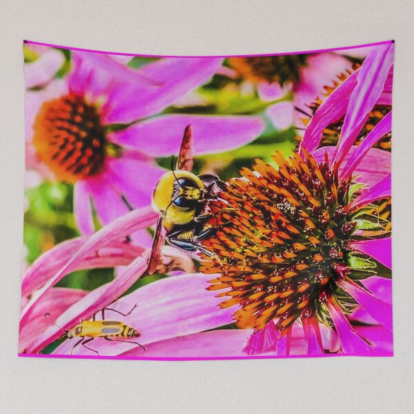 Item preview, Bee on Echinacea Flower – Pollinator Macro Nature Photography Print designed and sold by aadventures.