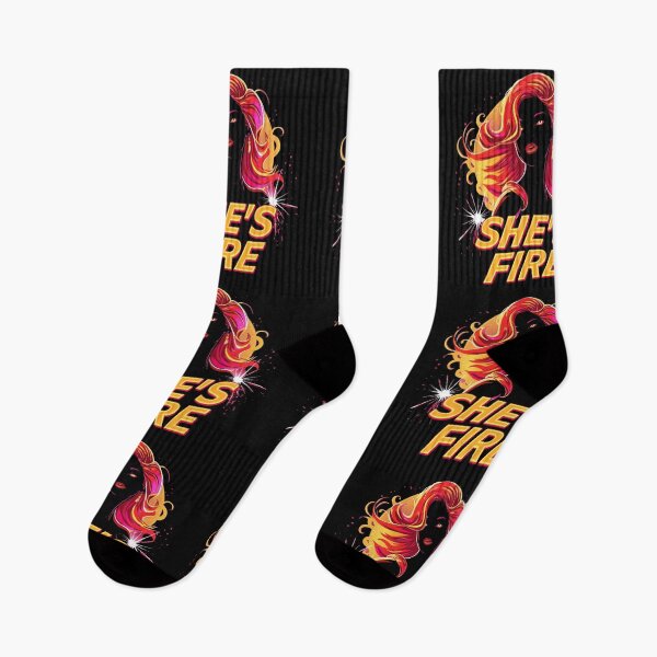 Item preview, She’s Fire – Neon Flame Girl Art designed and sold by WearTheArtx.