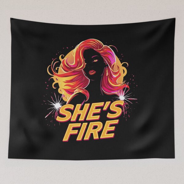 Item preview, She’s Fire – Neon Flame Girl Art designed and sold by WearTheArtx.