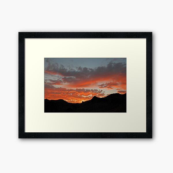 Burning Sunset Over Mountains in Nevada Framed Art Print