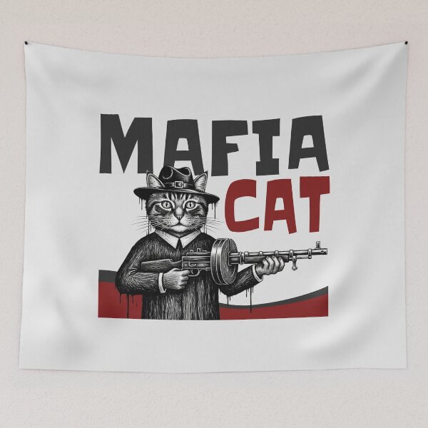 Item preview, Mafia Cat Gangster Tommy Gun Funny designed and sold by KiwiRider.
