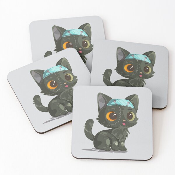 Item preview, Cute Frankenstein Cat With Stitches Halloween Art designed and sold by Mariia Berezhna.