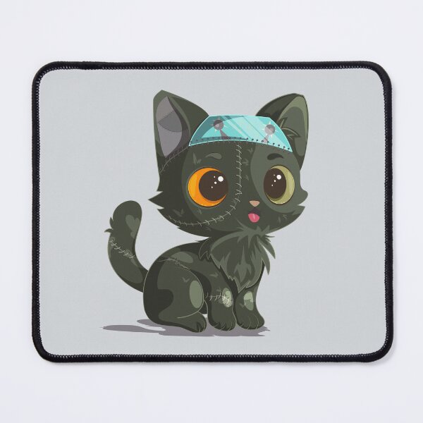 Item preview, Cute Frankenstein Cat With Stitches Halloween Art designed and sold by Mariia Berezhna.