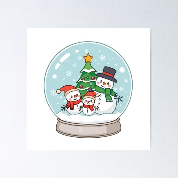 Item preview, Cute Snowman Family in Christmas Snow Globe designed and sold by atirutbeam.