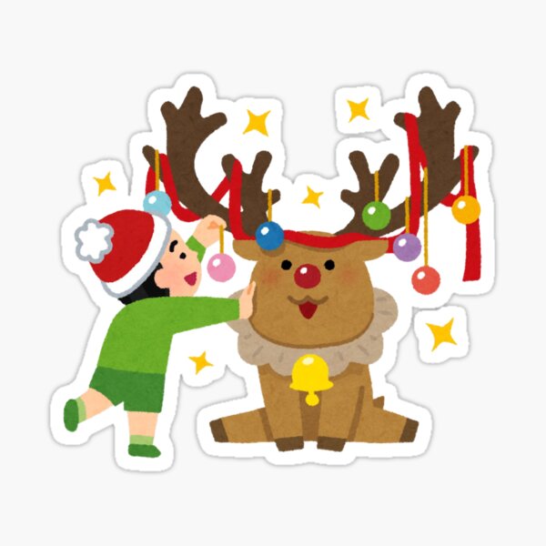 Item preview, The little boy runs to the reindeer to play together designed and sold by alvagwyn.