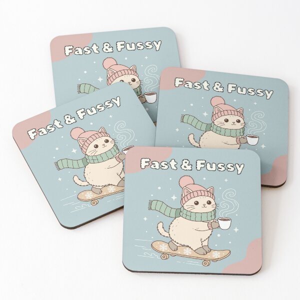 Item preview, Fast & Fuzzy Winter Cat calligraphy – Cozy Skating Doodle designed and sold by Rexyy Studio .
