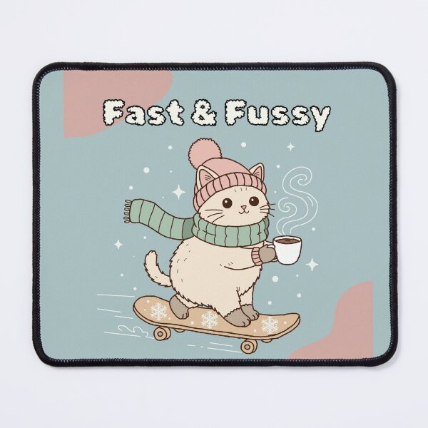 Item preview, Fast & Fuzzy Winter Cat calligraphy – Cozy Skating Doodle designed and sold by Rexyy Studio .