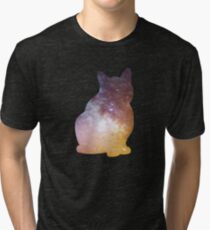 Galaxy Cat Silhouette Tri-blend T-Shirt