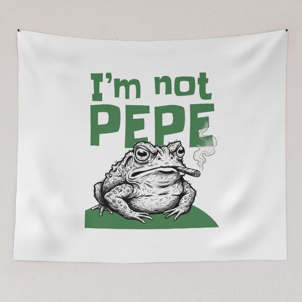 Item preview, I'm Not Pepe Smoking Frog Meme designed and sold by KiwiRider.