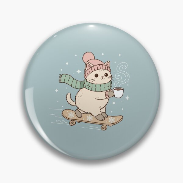 Item preview, Pastal aesthetic Winter Cat – Cozy Skating Doodle designed and sold by Rexyy Studio .