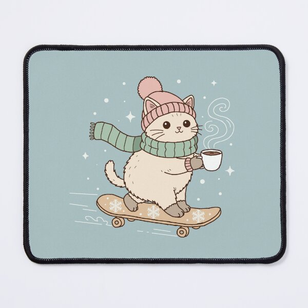 Item preview, Pastal aesthetic Winter Cat – Cozy Skating Doodle designed and sold by Rexyy Studio .