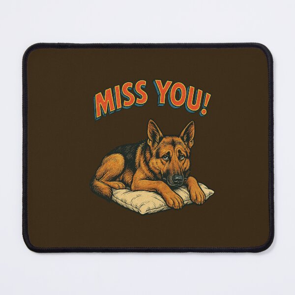 Item preview, Sad German Shepherd – “Miss You” Vintage Illustration designed and sold by The Devil's Bargain.