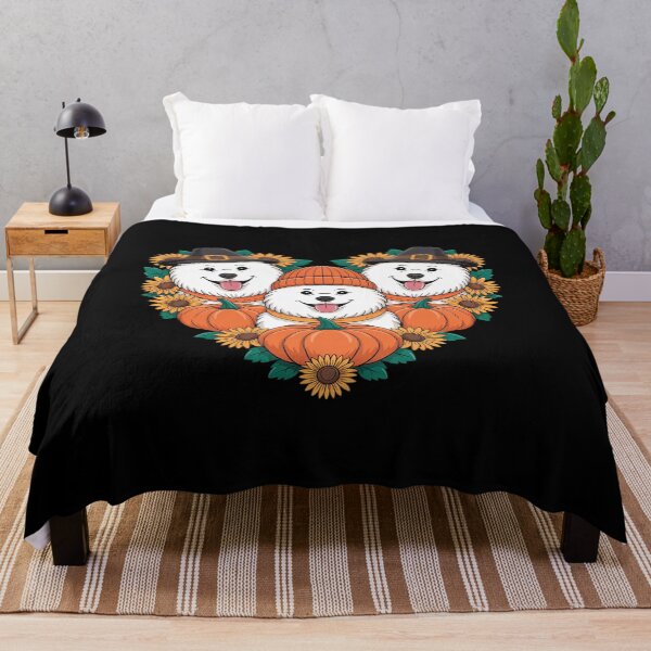 Item preview, Three Cute Samoyeds Thanksgiving Pilgrim Fall Sunflowers designed and sold by HardcoreTour.