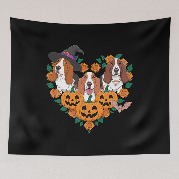 Item preview, Three Halloween Basset Hounds Cosplay Witch Boo Mummy designed and sold by HardcoreTour.