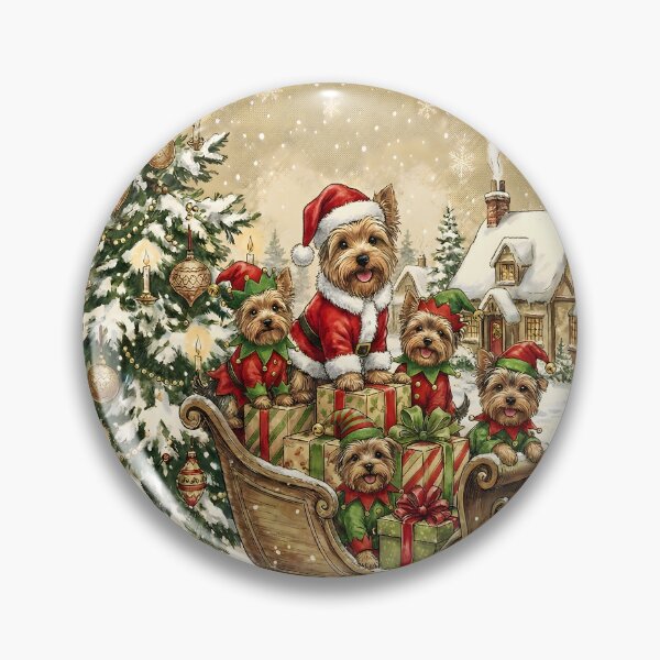 Item preview, Cute Yorkie Christmas Sleigh Illustration – Festive Dog Lover Holiday Art Print designed and sold by Octavia Soldani.
