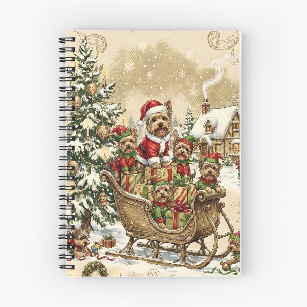 Artikelvorschau, Niedliche Illustration eines Yorkshire Terriers auf einem Weihnachtsschlitten – Festlicher Kunstdruck für Hundeliebhaber entworfen und verkauft von Octavia Soldani.