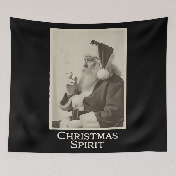 Item preview, Christmas Spirit Vintage Photo Santa Smoking Cigarette Black And White designed and sold by YubitaLeLe.