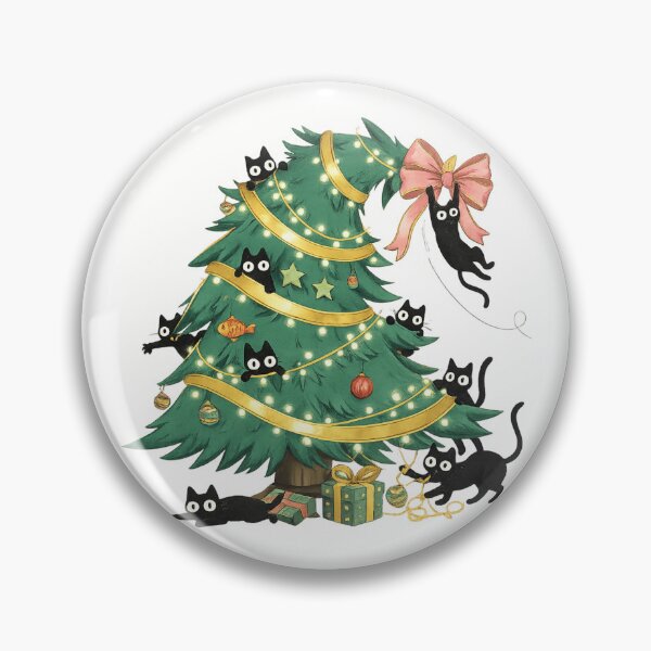 Item preview, Black Cats Christmas Tree Party Cozy Holiday Illustration designed and sold by haitrieuic96.