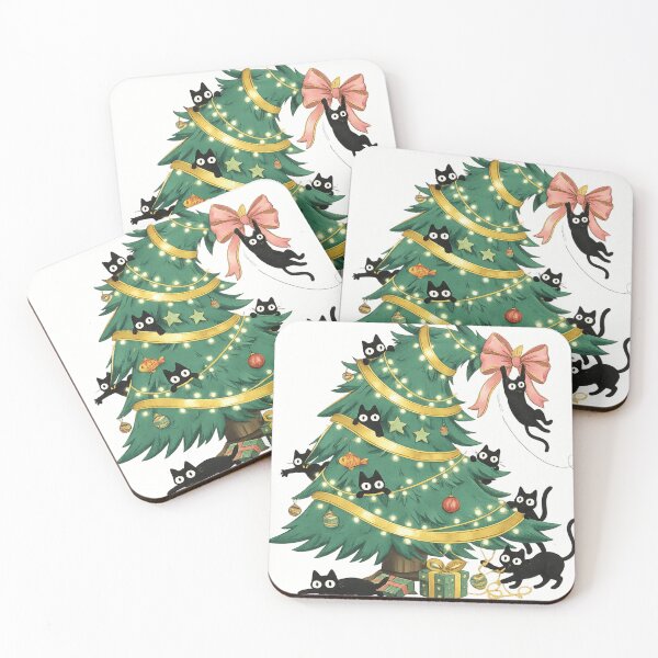 Item preview, Black Cats Christmas Tree Party Cozy Holiday Illustration designed and sold by haitrieuic96.