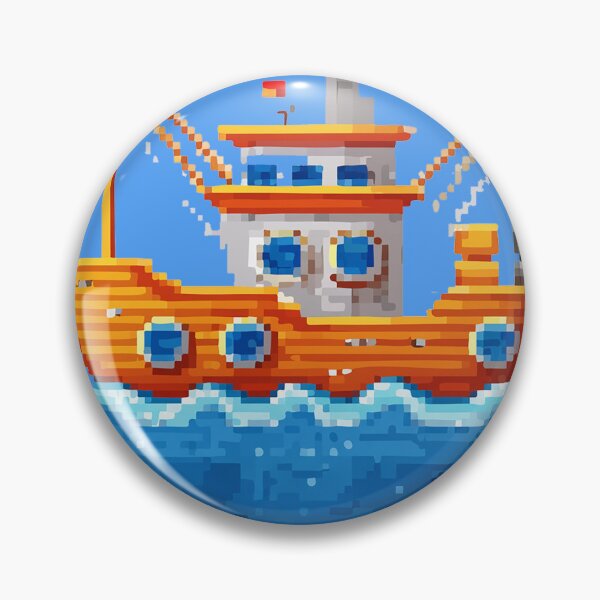 Artikelvorschau, Pixel-Art-Fischerboot entworfen und verkauft von givememytees.