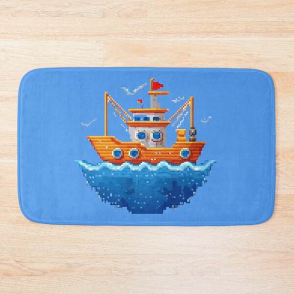 Artikelvorschau, Pixel-Art-Fischerboot entworfen und verkauft von givememytees.