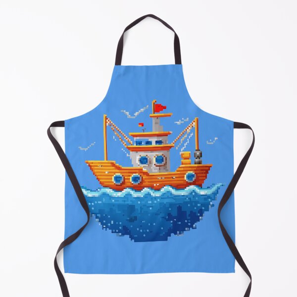 Artikelvorschau, Pixel-Art-Fischerboot entworfen und verkauft von givememytees.