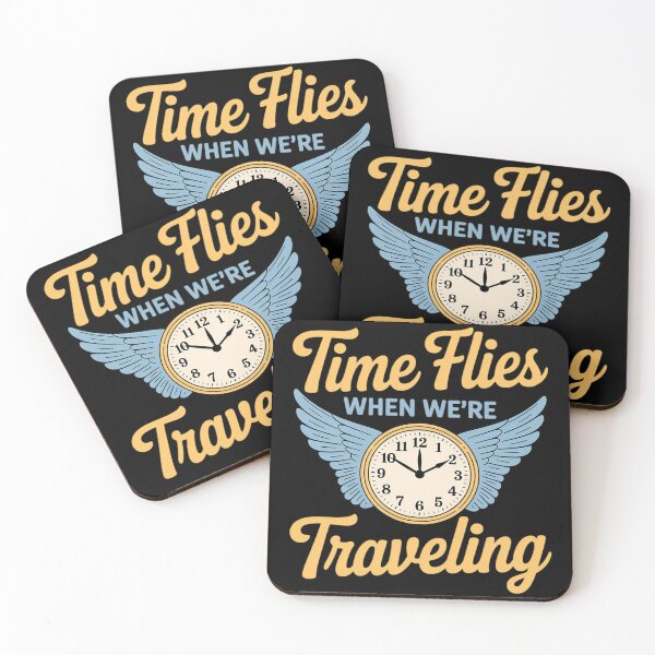 Item preview, Time Flies When We're Traveling Gold Blue Clock Wings designed and sold by ToggleBet.
