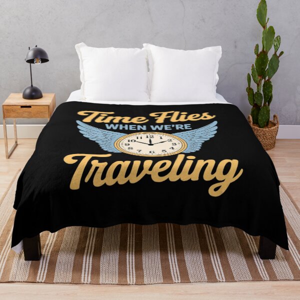 Item preview, Time Flies When We're Traveling Gold Blue Clock Wings designed and sold by ToggleBet.