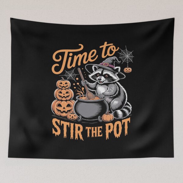 Item preview, Time To Stir The Pot Funny Halloween Racoon Witch Chef designed and sold by ToggleBet.