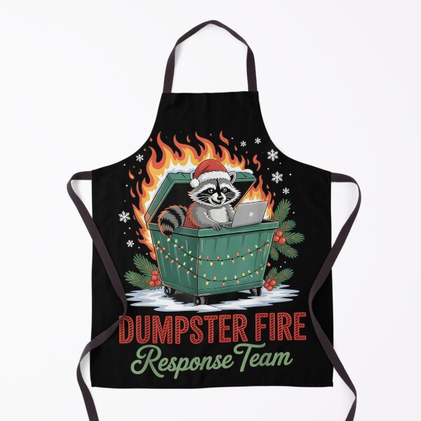 Item preview, Raccoon Working on Laptop in a Flaming Dumpster Fire for Christmas designed and sold by Suzu Comena.