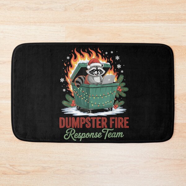 Item preview, Raccoon Working on Laptop in a Flaming Dumpster Fire for Christmas designed and sold by Suzu Comena.