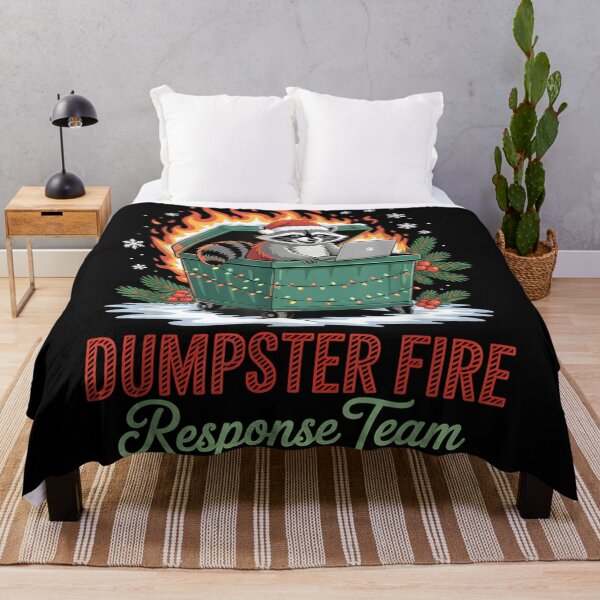 Item preview, Raccoon Working on Laptop in a Flaming Dumpster Fire for Christmas designed and sold by Suzu Comena.