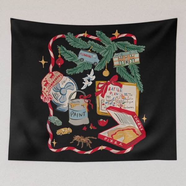 Item preview, Chaotic Christmas Movie Battle Plan Home Alone Holiday Mishaps Illustration designed and sold by Suzu Comena.