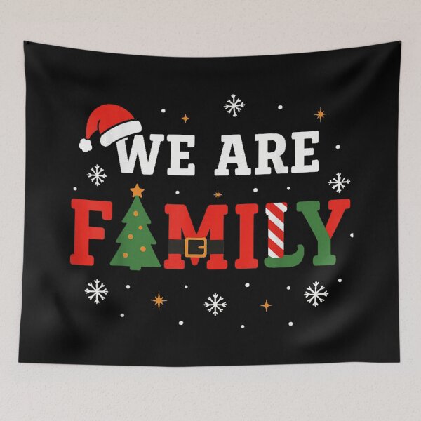 Item preview, We Are Family Christmas Lettering Design with Santa Outfit Elements designed and sold by Suzu Comena.