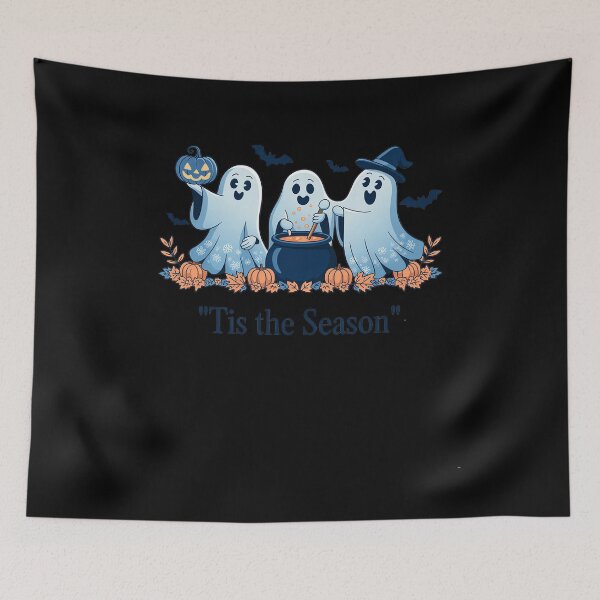 Item preview, Tis The Season Blue Patchwork Ghost Pumpkin Spooky Halloween designed and sold by ToggleBet.