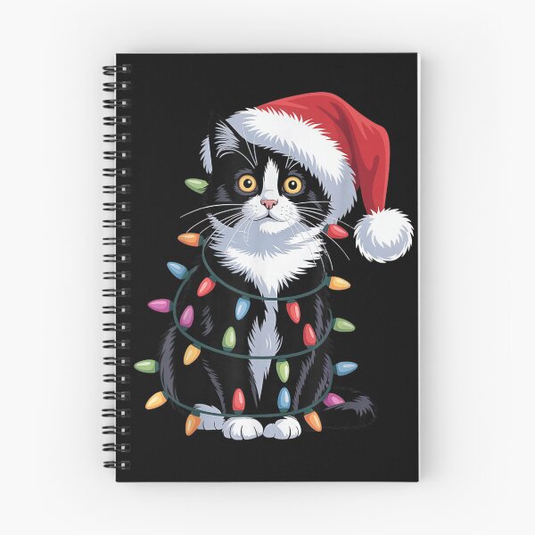 Item preview, Adorable Black and White Kitten Tangled in Colorful Christmas Lights designed and sold by Chaya Reid.