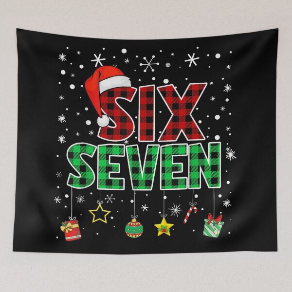 Item preview, Buffalo Plaid and Tartan Christmas Six Seven Kids Birthday Design designed and sold by Chaya Reid.