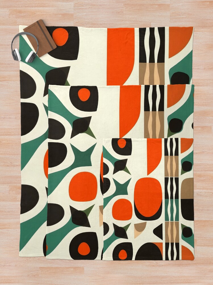 Thumbnail 5 of 6, Throw Blanket, Mid Century Modern Pattern designed and sold by GraphicsClub.