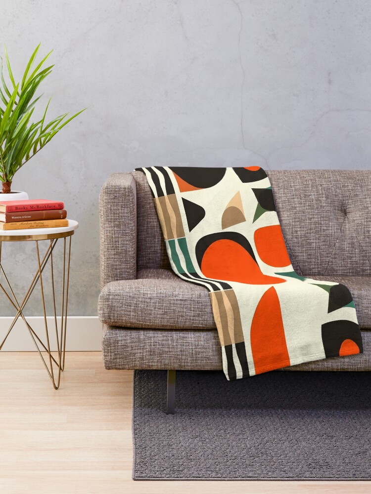 Thumbnail 2 of 6, Throw Blanket, Mid Century Modern Pattern designed and sold by GraphicsClub.