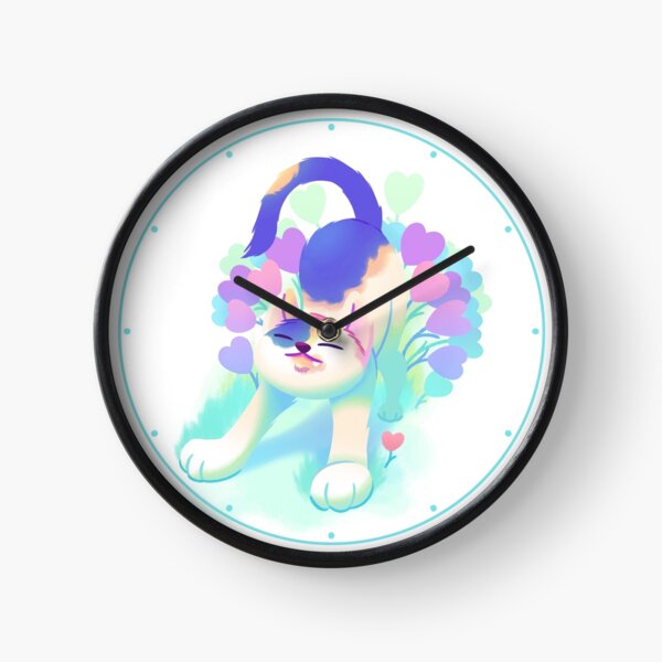 Flower Patch Cat Clock