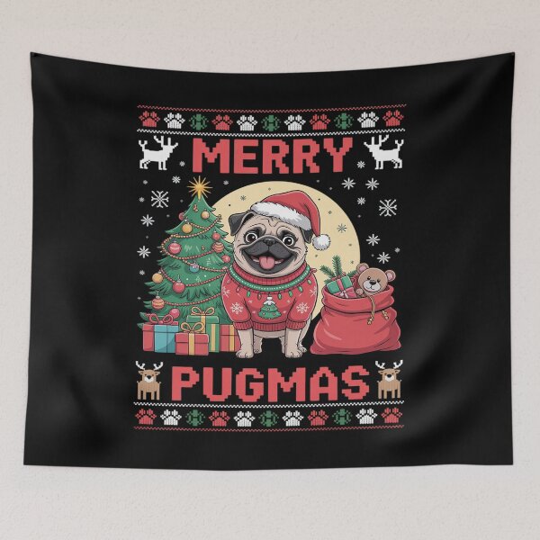Item preview, merry  pugmas day christmas pug dog designed and sold by SIGORDESIGN.