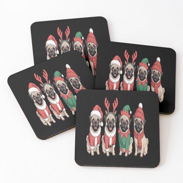 Item preview, Four Pugs Dressed in Holiday Chritmas designed and sold by SIGORDESIGN.