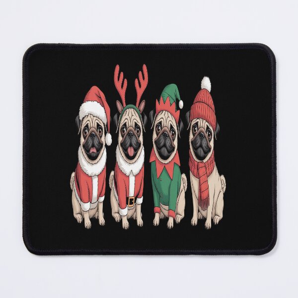 Item preview, Four Pugs Dressed in Holiday Chritmas designed and sold by SIGORDESIGN.