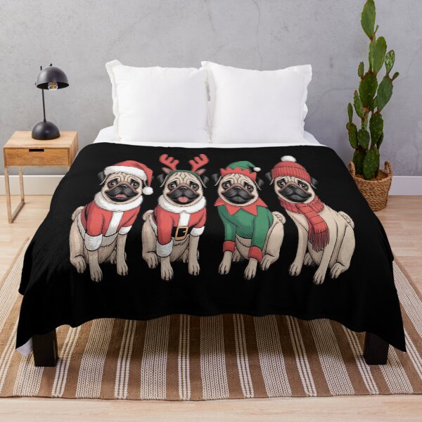 Item preview, Four Pugs Dressed in Holiday Chritmas designed and sold by SIGORDESIGN.