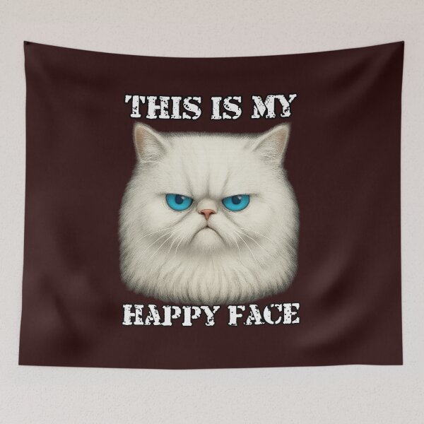 Item preview, Grumpy Persian Cat Funny Happy Face designed and sold by MoodCircuit.